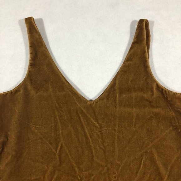 NEW LOFT Womens XS V-Neck Velvet Tank Top Mustard Gold Brown NWT - Picture 5 of 11